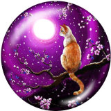 20MM   Moon  Cat  Print   glass  snaps buttons