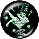 20MM  skull  girl  Print   glass  snaps buttons
