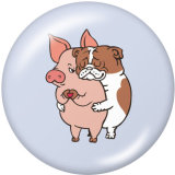 20MM  Cat  Dog  Print   glass  snaps buttons