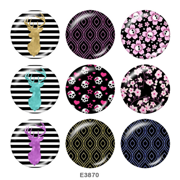 20MM  Deer  pattern  Print   glass  snaps buttons