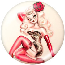 20MM  Nurse  girl  Print   glass  snaps buttons