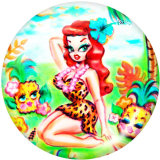 20MM  Pretty girl  Print   glass  snaps buttons