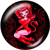 20MM  skull  girl  Print   glass  snaps buttons