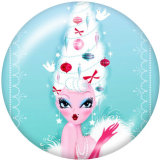 20MM  Pretty  girl   Print   glass  snaps buttons