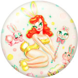 20MM  Nurse  girl  Print   glass  snaps buttons