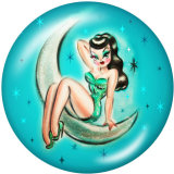 20MM  Pretty girl  Print   glass  snaps buttons