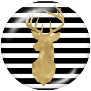 20MM  Deer  pattern  Print   glass  snaps buttons