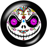 20MM  skull  girl  Print   glass  snaps buttons