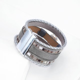 Multilayer braided bracelet European and American simple retro pearl piece magnetic clasp bracelet