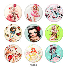 20MM  Nurse  girl  Print   glass  snaps buttons