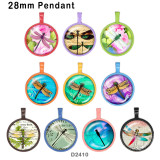 10pcs/lot dragonfly glass picture printing products of various sizes  Fridge magnet cabochon