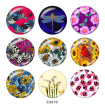 20MM  Flower  Butterfly   Print   glass  snaps buttons