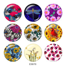 20MM  Flower  Butterfly   Print   glass  snaps buttons