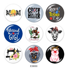 20MM  pig  MOM  Print   glass  snaps buttons