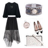 Multilayer braided bracelet European and American simple retro pearl piece magnetic clasp bracelet