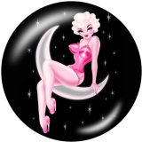 20MM  Pretty girl  Print   glass  snaps buttons