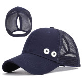 Ladies hats ponytail baseball net caps summer sunscreen fit 18mm snap button beige snap button jewelry