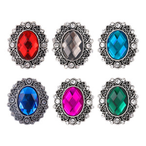 20MM designer metal silver plated snap with rhinestone  charms snaps jewelry