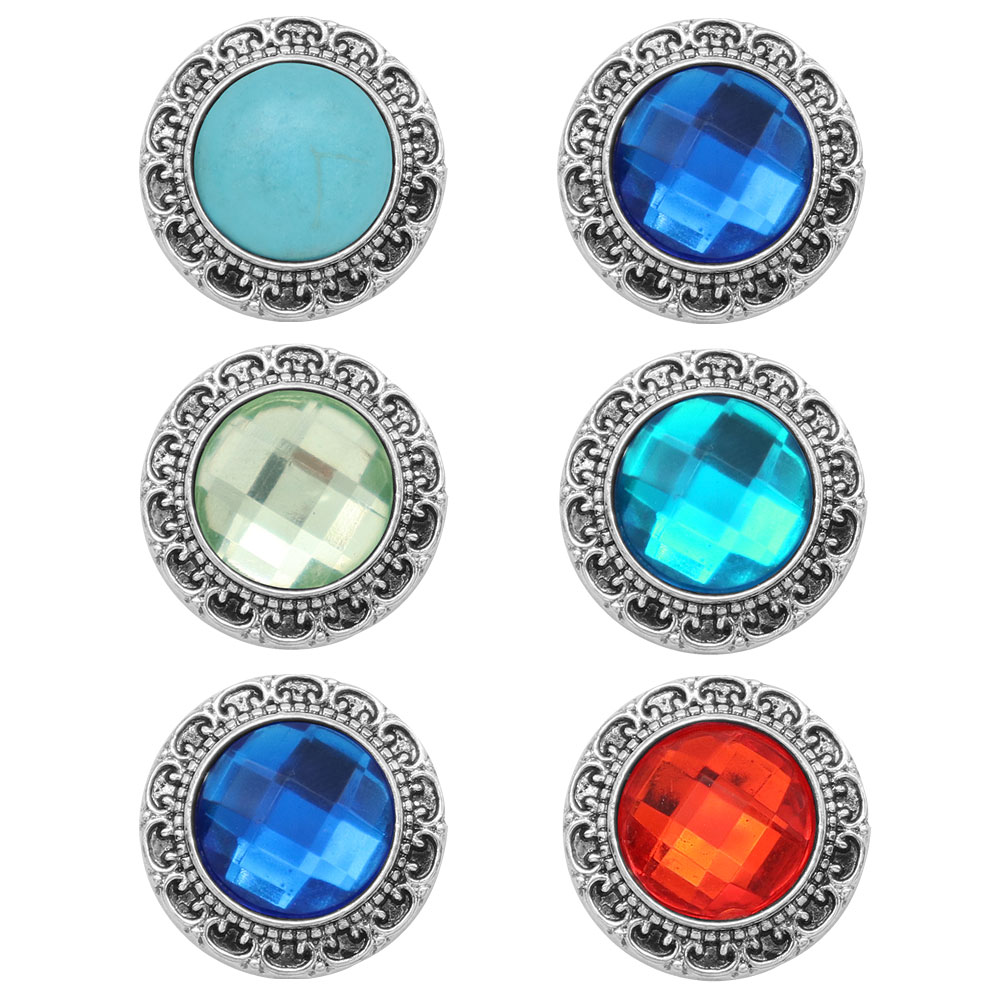 20MM designer metal silver plated snap with rhinestone charms snaps jewelry