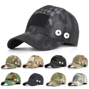 Camouflage army outdoor python pattern baseball cap summer sunscreen fit 18mm snap button beige snap button jewelry