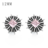 Copy 1pcs 12MM  design metal silver plated snap charms Multicolor