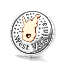 20MM map metal Rose gold plated snap charms snaps jewelry