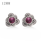 1pcs 12MM  design metal silver plated snap charms Multicolor