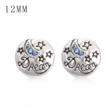 1pcs 12MM  design metal silver plated snap charms Multicolor