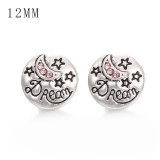 1pcs 12MM  design metal silver plated snap charms Multicolor