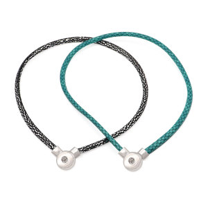 45CM Braided  leather necklace fit snaps