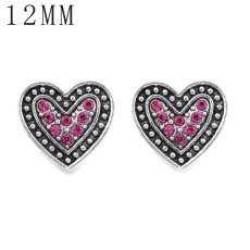 1pcs love 12MM  design metal silver plated snap charms Multicolor
