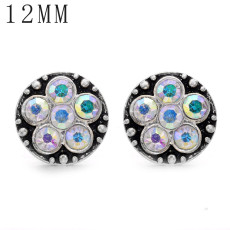 1pcs 12MM  design metal silver plated snap charms Multicolor