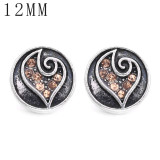 1pcs 12MM  design metal silver plated snap charms Multicolor