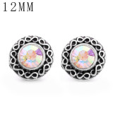 1pcs 12MM  design metal silver plated snap charms Multicolor