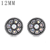 1pcs 12MM  design metal silver plated snap charms Multicolor