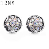 1pcs 12MM  design metal silver plated snap charms Multicolor