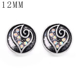 1pcs 12MM  design metal silver plated snap charms Multicolor
