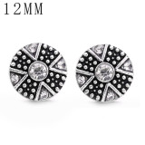 1pcs 12MM  design metal silver plated snap charms Multicolor
