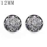 1pcs 12MM  design metal silver plated snap charms Multicolor