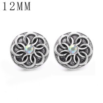 1pcs 12MM  design metal silver plated snap charms Multicolor