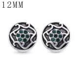 1pcs 12MM  design metal silver plated snap charms Multicolor