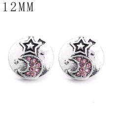 1pcs 12MM  design metal silver plated snap charms Multicolor