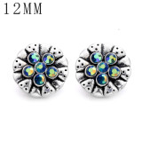 1pcs 12MM  design metal silver plated snap charms Multicolor