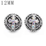 1pcs 12MM  design metal silver plated snap charms Multicolor
