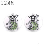 1pcs 12MM  design metal silver plated snap charms Multicolor