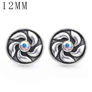 1pcs 12MM  design metal silver plated snap charms Multicolor