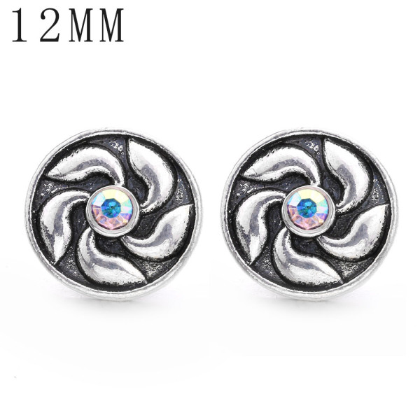 1pcs 12MM  design metal silver plated snap charms Multicolor