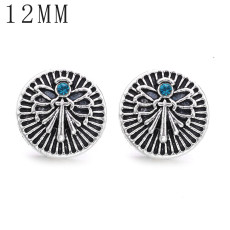 1pcs 12MM  design metal silver plated snap charms Multicolor