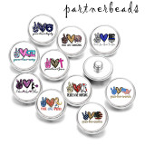 20MM  Peace  love  Faith   Print   glass  snaps buttons