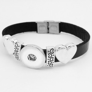 Genuine Leather Love 1 buttons leather new type Accessories  Bracelet fit 20mm snaps chunks
